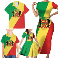 Republic of The Congo Personalized Family Matching Short Sleeve Bodycon Dress and Hawaiian Shirt Simple Flag Style - Wonder Print Shop