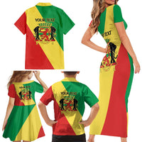 Republic of The Congo Personalized Family Matching Short Sleeve Bodycon Dress and Hawaiian Shirt Simple Flag Style - Wonder Print Shop
