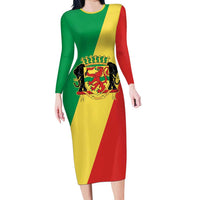 Republic of The Congo Personalized Long Sleeve Bodycon Dress Simple Flag Style - Wonder Print Shop