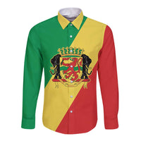 Republic of The Congo Personalized Long Sleeve Button Shirt Simple Flag Style - Wonder Print Shop