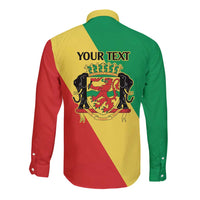 Republic of The Congo Personalized Long Sleeve Button Shirt Simple Flag Style - Wonder Print Shop