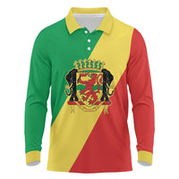 Republic of The Congo Personalized Long Sleeve Polo Shirt Simple Flag Style - Wonder Print Shop