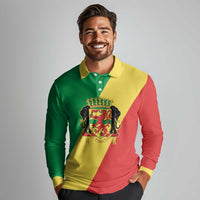 Republic of The Congo Personalized Long Sleeve Polo Shirt Simple Flag Style - Wonder Print Shop
