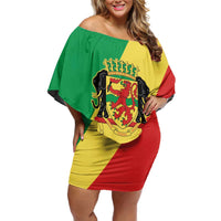 Republic of The Congo Personalized Off Shoulder Short Dress Simple Flag Style - Wonder Print Shop
