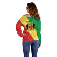 Republic of The Congo Personalized Off Shoulder Sweater Simple Flag Style - Wonder Print Shop