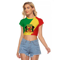 Republic of The Congo Personalized Raglan Cropped T Shirt Simple Flag Style - Wonder Print Shop