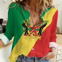 Republic of The Congo Personalized Women Casual Shirt Simple Flag Style - Wonder Print Shop
