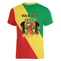 Republic of The Congo Personalized Women V-Neck T-Shirt Simple Flag Style - Wonder Print Shop