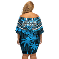 Fiji Rugby Off Shoulder Short Dress Go Fijian Tapa Arty with World Cup Vibe - Wonder Print Shop