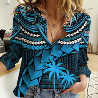 Custom Fiji Rugby Women Casual Shirt Go Fijian Tapa Arty with World Cup Vibe - Wonder Print Shop