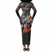 Swaziland Eswatini Somhlolo Day Long Sleeve Bodycon Dress Independence Day