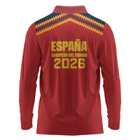 Spain Campeon del Mundo 2026 Long Sleeve Polo Shirt La Furia Roja History Has Been Made
