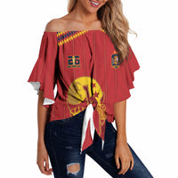 Spain Campeon del Mundo 2026 Off Shoulder Wrap Waist Top La Furia Roja History Has Been Made