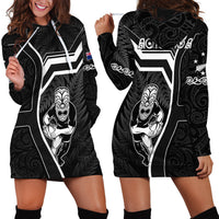 New Zealand Aotearoa Rugby Hoodie Dress Black Fern Maori Tribal Sporty Style - Wonder Print Shop
