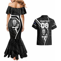 Custom New Zealand Aotearoa Rugby Couples Matching Mermaid Dress and Hawaiian Shirt Black Fern Maori Tribal Sporty Style LT9 - Wonder Print Shop