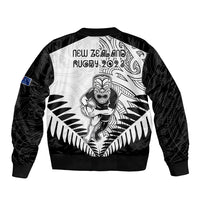 New Zealand Rugby Bomber Jacket Proud Aoteroa Stylised Maori Koru LT9 - Wonder Print Shop