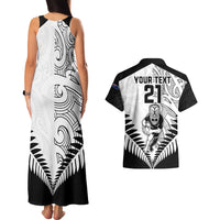 Custom New Zealand Rugby Couples Matching Tank Maxi Dress and Hawaiian Shirt Proud Aoteroa Stylised Maori Koru LT9 - Wonder Print Shop