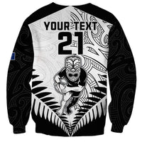 Custom New Zealand Rugby Sweatshirt Proud Aoteroa Stylised Maori Koru - Wonder Print Shop
