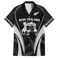 New Zealand Aotearoa Rugby Family Matching Short Sleeve Bodycon Dress and Hawaiian Shirt Haka Dance Mixed Silver Fern Sporty Style - Wonder Print Shop