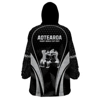 New Zealand Aotearoa Rugby Wearable Blanket Hoodie Haka Dance Mixed Silver Fern Sporty Style - Wonder Print Shop