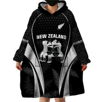 New Zealand Aotearoa Rugby Wearable Blanket Hoodie Haka Dance Mixed Silver Fern Sporty Style - Wonder Print Shop
