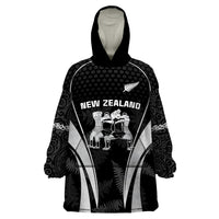 Custom New Zealand Aotearoa Rugby Wearable Blanket Hoodie Haka Dance Mixed Silver Fern Sporty Style - Wonder Print Shop