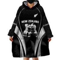 Custom New Zealand Aotearoa Rugby Wearable Blanket Hoodie Haka Dance Mixed Silver Fern Sporty Style - Wonder Print Shop