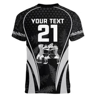 Custom New Zealand Aotearoa Rugby Women V Neck T Shirt Haka Dance Mixed Silver Fern Sporty Style - Wonder Print Shop