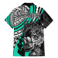 Personalised Polynesia Skull Family Matching Mermaid Dress and Hawaiian Shirt Tattoo In The Style Of Maori With Marine Life Aqua LT9 - Wonder Print Shop