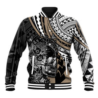 Personalised Polynesia Skull Baseball Jacket Tattoo In The Style Of Maori With Marine Life Gold LT9 - Wonder Print Shop