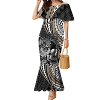 Personalised Polynesia Skull Mermaid Dress Tattoo In The Style Of Maori With Marine Life Gold - Wonder Print Shop