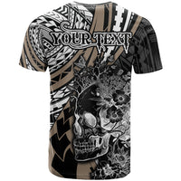 Personalised Polynesia Skull T Shirt Tattoo In The Style Of Maori With Marine Life Gold - Wonder Print Shop