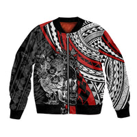 Personalised Polynesia Skull Bomber Jacket Tattoo In The Style Of Maori With Marine Life Red LT9 - Wonder Print Shop