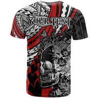 Personalised Polynesia Skull T Shirt Tattoo In The Style Of Maori With Marine Life Red - Wonder Print Shop
