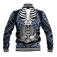 Personalised Polynesia Skull Baseball Jacket With Boars Tusk Blue Arty Vibe LT9 - Wonder Print Shop