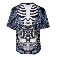 Personalised Polynesia Skull Baseball Jersey With Boars Tusk Blue Arty Vibe LT9 - Wonder Print Shop