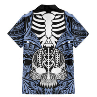 Personalised Polynesia Skull Family Matching Mermaid Dress and Hawaiian Shirt With Boars Tusk Blue Arty Vibe LT9 - Wonder Print Shop