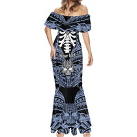 Personalised Polynesia Skull Mermaid Dress With Boars Tusk Blue Arty Vibe - Wonder Print Shop