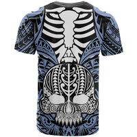 Personalised Polynesia Skull T Shirt With Boars Tusk Blue Arty Vibe - Wonder Print Shop