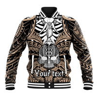 Personalised Polynesia Skull Baseball Jacket With Boars Tusk Gold Arty Vibe LT9 - Wonder Print Shop