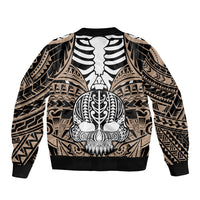 Personalised Polynesia Skull Bomber Jacket With Boars Tusk Gold Arty Vibe LT9 - Wonder Print Shop