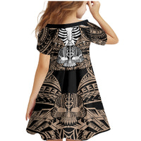 Personalised Polynesia Skull Family Matching Mermaid Dress and Hawaiian Shirt With Boars Tusk Gold Arty Vibe LT9 - Wonder Print Shop