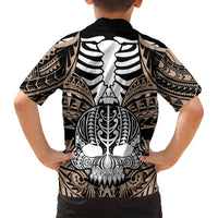 Personalised Polynesia Skull Kid Hawaiian Shirt With Boars Tusk Gold Arty Vibe - Wonder Print Shop
