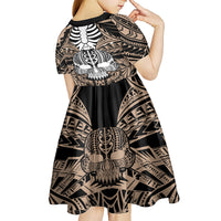 Personalised Polynesia Skull Kid Short Sleeve Dress With Boars Tusk Gold Arty Vibe - Wonder Print Shop