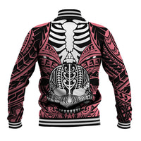 Personalised Polynesia Skull Baseball Jacket With Boars Tusk Pink Arty Vibe LT9 - Wonder Print Shop