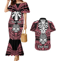 Personalised Polynesia Skull Couples Matching Mermaid Dress and Hawaiian Shirt With Boars Tusk Pink Arty Vibe LT9 - Wonder Print Shop