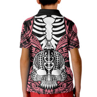 Personalised Polynesia Skull Kid Polo Shirt With Boars Tusk Pink Arty Vibe - Wonder Print Shop