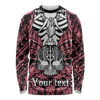 Personalised Polynesia Skull Long Sleeve Shirt With Boars Tusk Pink Arty Vibe - Wonder Print Shop
