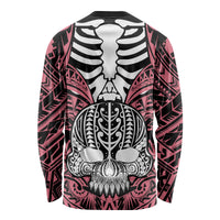 Personalised Polynesia Skull Long Sleeve Shirt With Boars Tusk Pink Arty Vibe - Wonder Print Shop