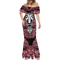 Personalised Polynesia Skull Mermaid Dress With Boars Tusk Pink Arty Vibe - Wonder Print Shop